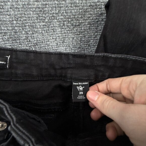 TRUE RELIGION JENNIE Curvy Mid Rise Skinny Black Jeans Women Size 29 Stretch - Picture 12 of 15